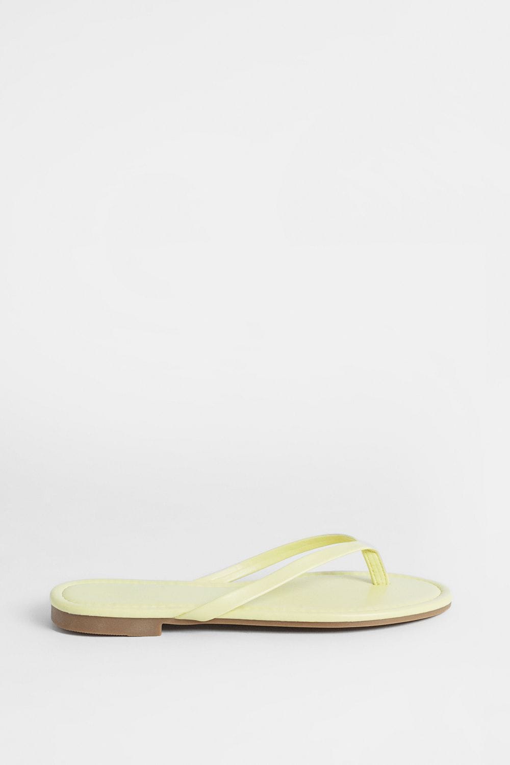 Oasis Jodie Faux Leather Flip Flops Lemon
