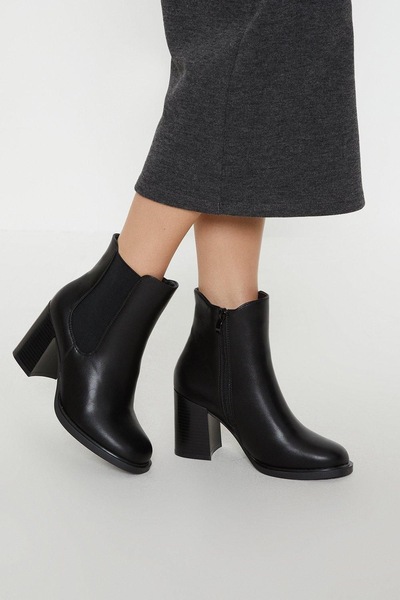 Oasis High Block Heel Chelsea Boots Black