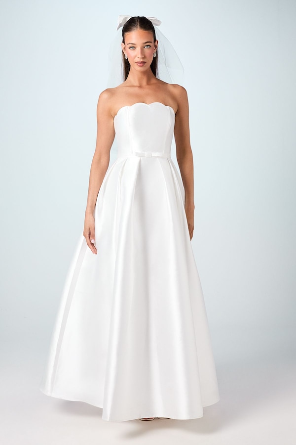 Coast Scalloped Strapless Maxi Wedding Dress Ivory