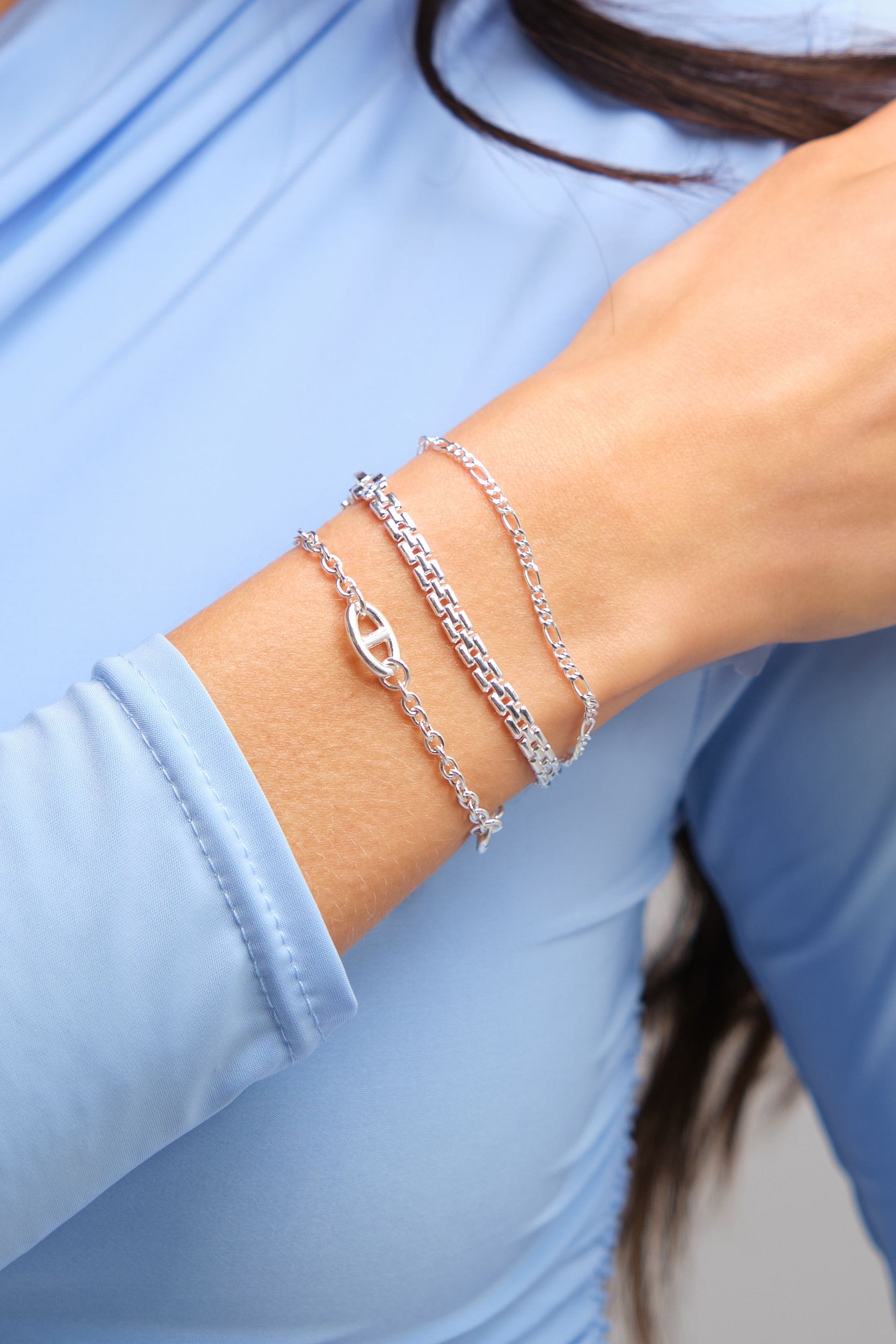 Simply Silver Sterling Silver 925 Figaro Chain Bracelet image 2