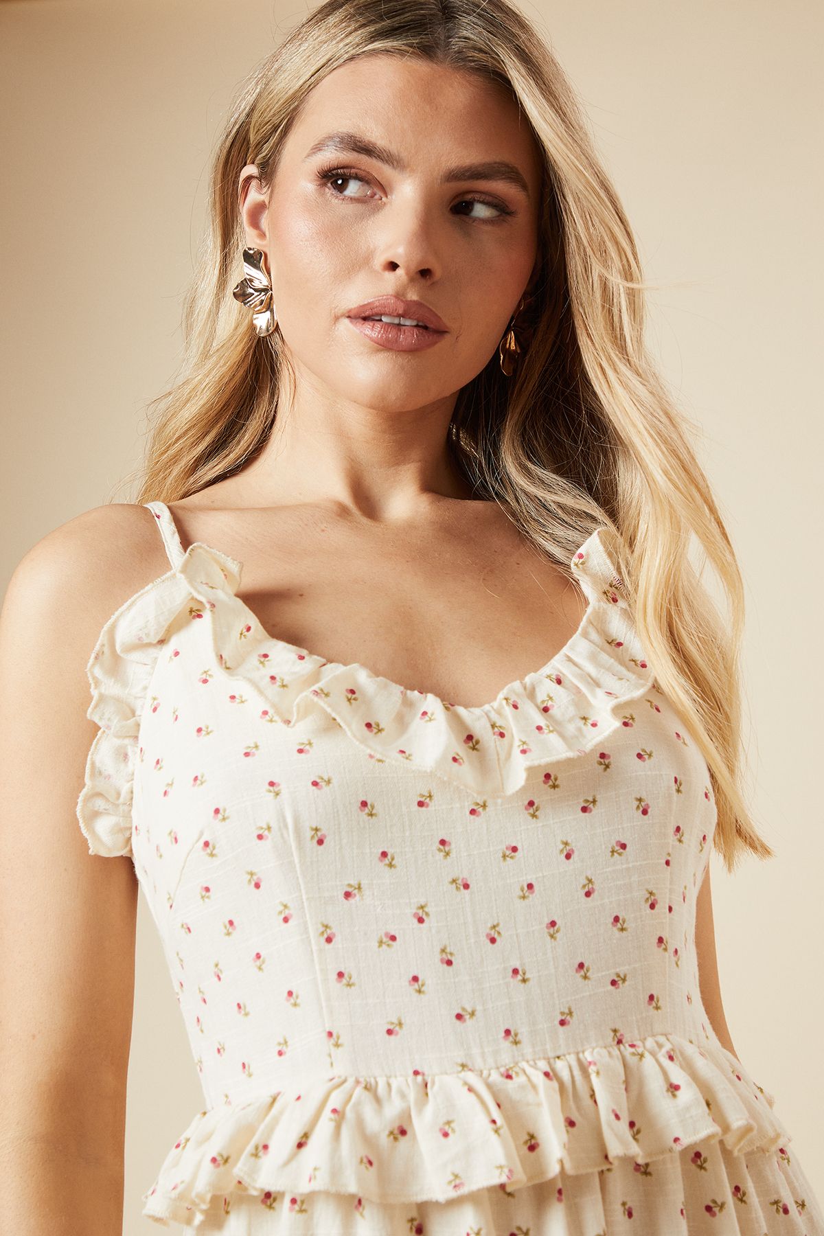 Dorothy Perkins Floral Strappy Midi Dress Ivory image 4