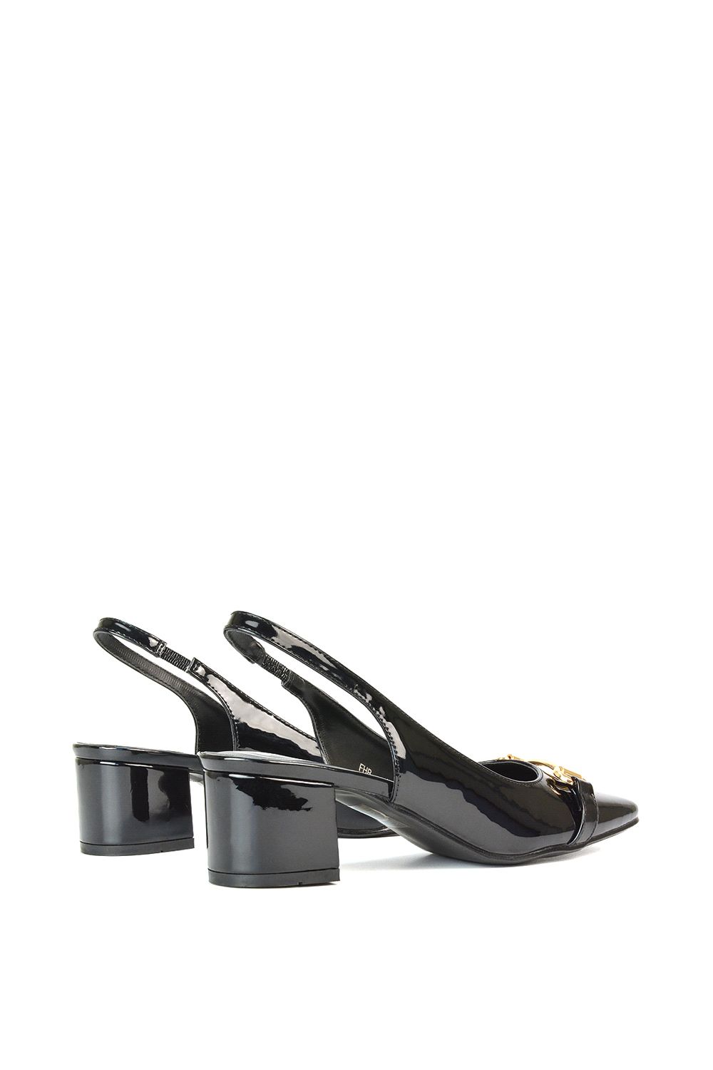 XY London 'Selena' Square Toe Slingback Mid Block Heel Ballet Court Shoes image 6