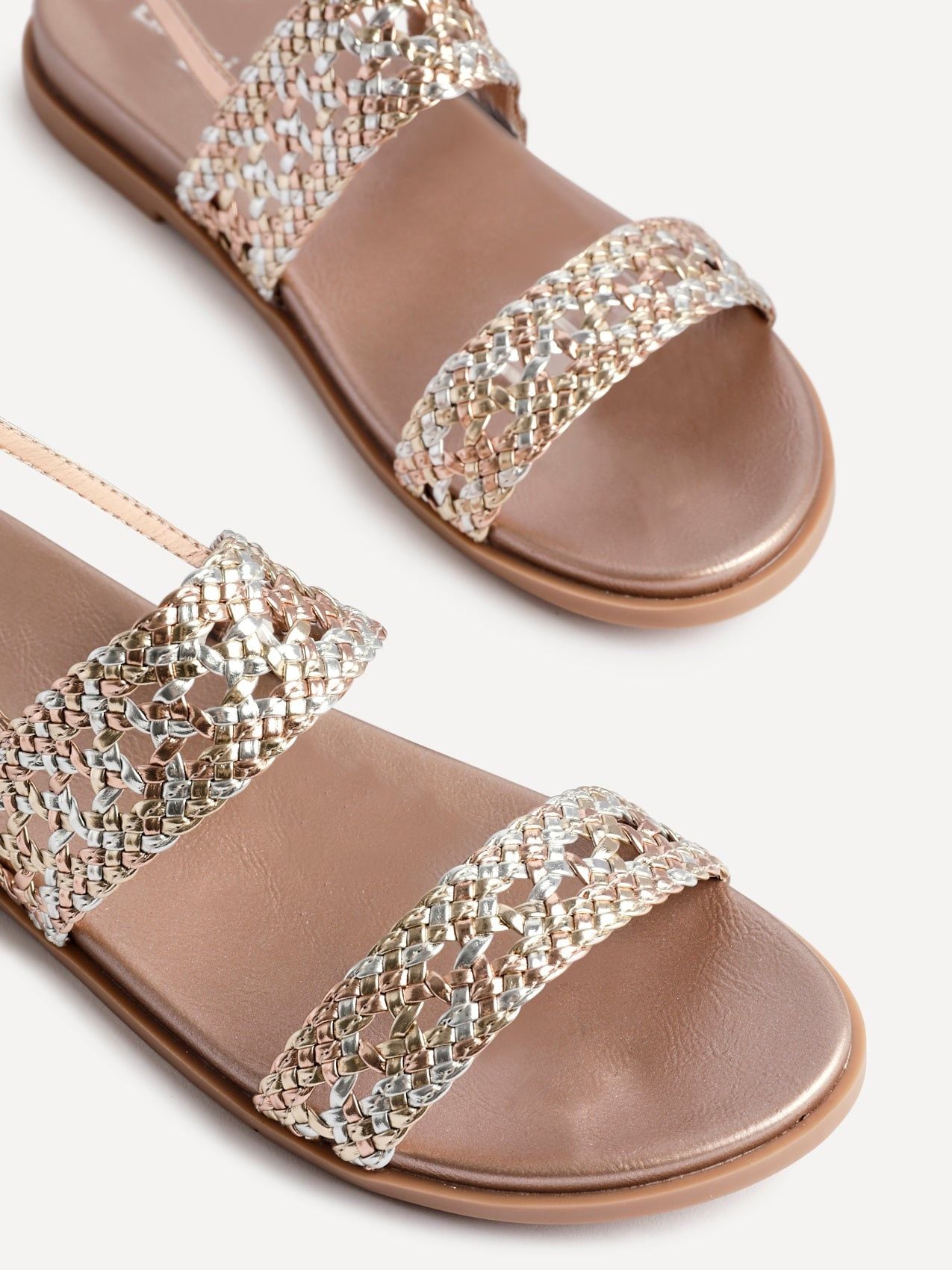 Linzi Galia Rose Gold Faux Leather Handwoven Flat Sandals image 4