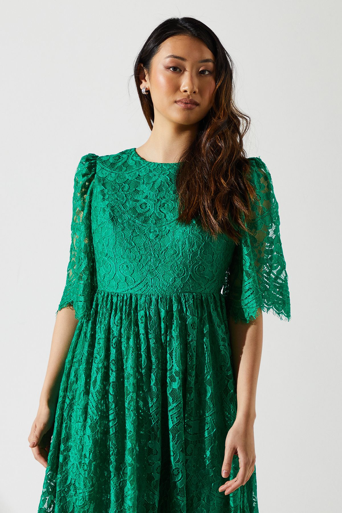Coast Lace Short Sleeve Midi Dress Green image 4