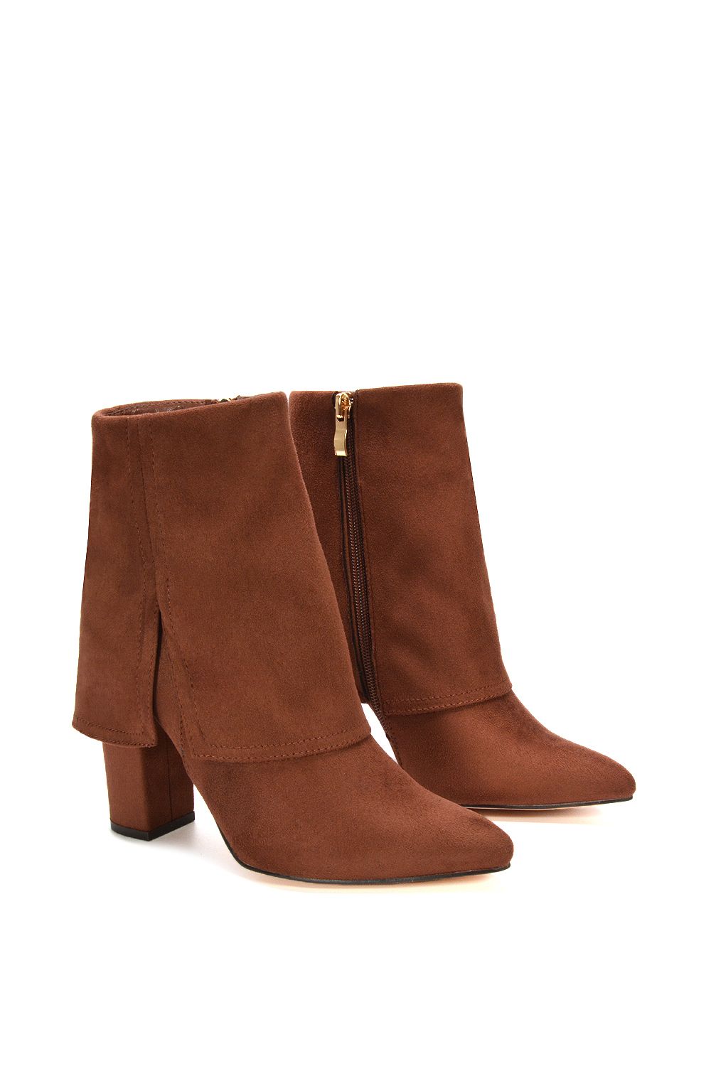 XY London 'Ayla' Layered Fold Over Pointed Toe Heeled Shoe Booties image 5