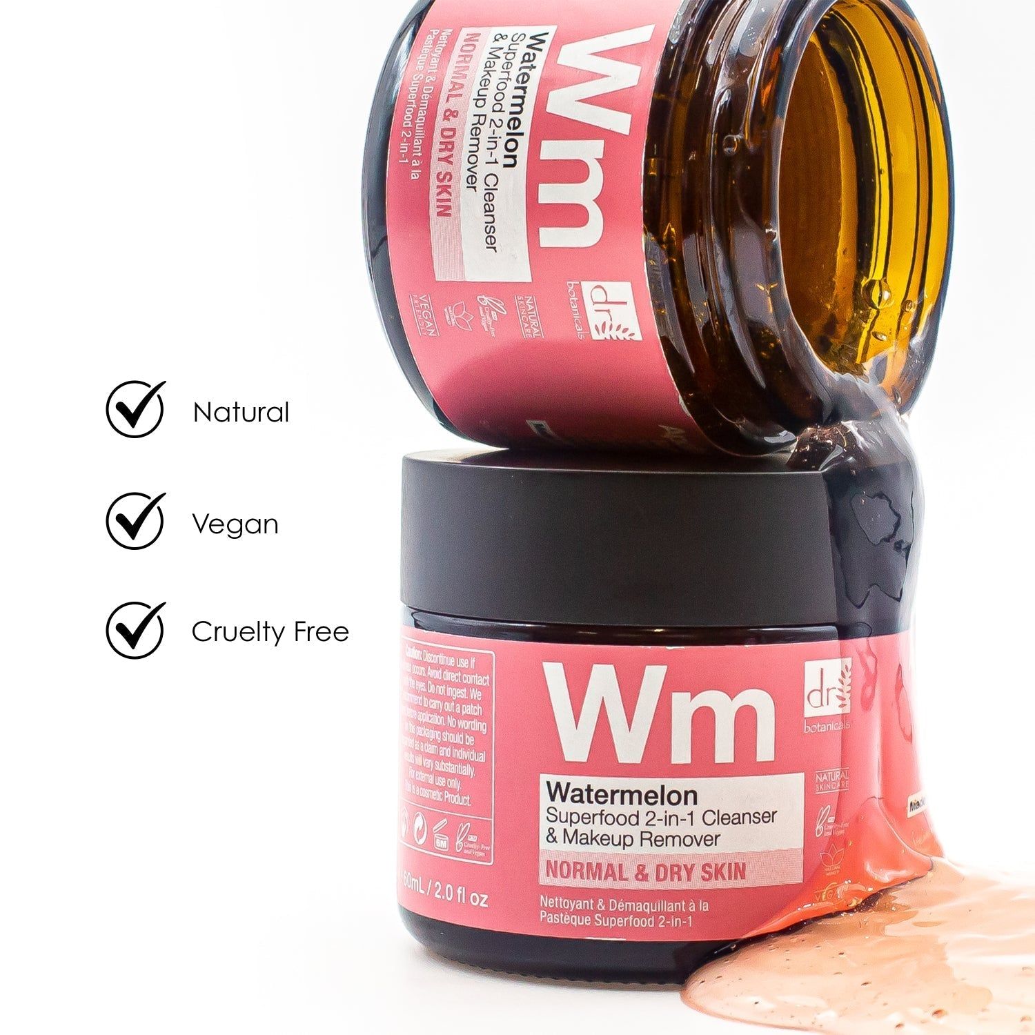 Dr. Botanicals Watermelon Superfood 2-In-1 Cleanser & Makeup Remover 60ml x 2 Duo Pack image 5