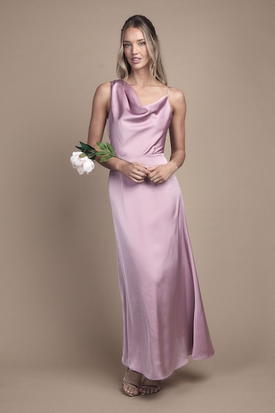 Oasis Strappy Cowl Neck Maxi Bridesmaid Dress Blush