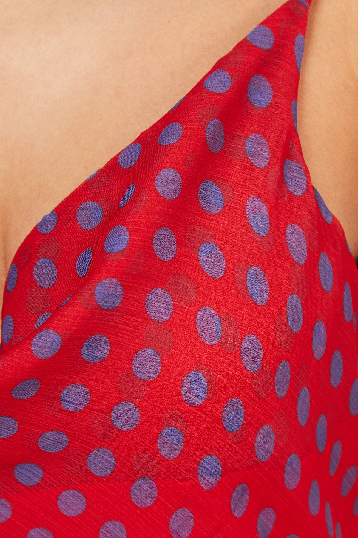 Warehouse Chiffon Spot Print Cowl Bias Strappy Maxi Dress Red image 5