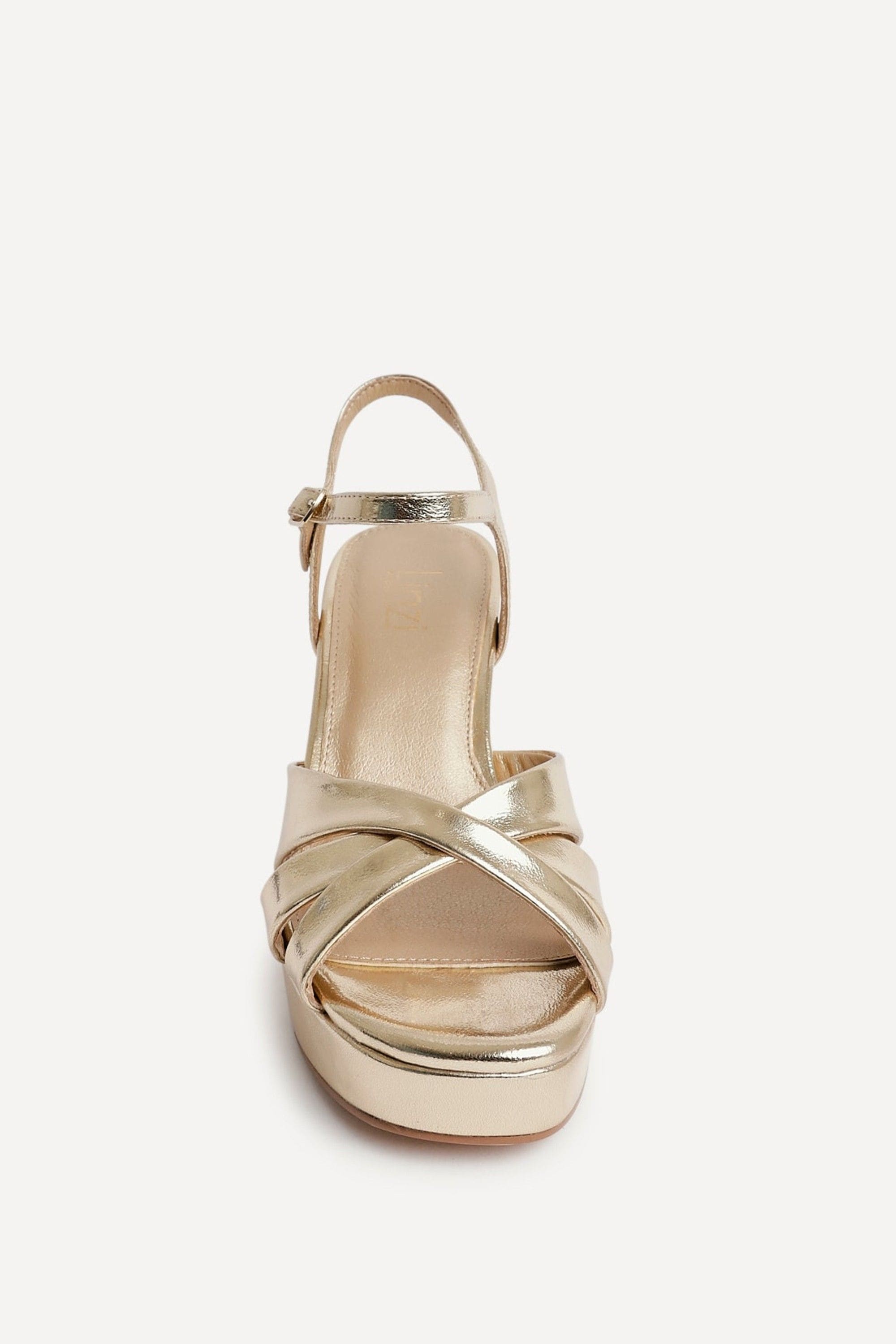 Linzi Selene Gold Faux Leather Wide Fit Crossover Platform Heels image 4