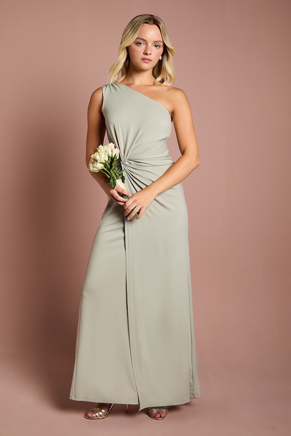 Coast Teen Coast Jersey One Shoulder Twist Detail Bridesmaid Dress Sage