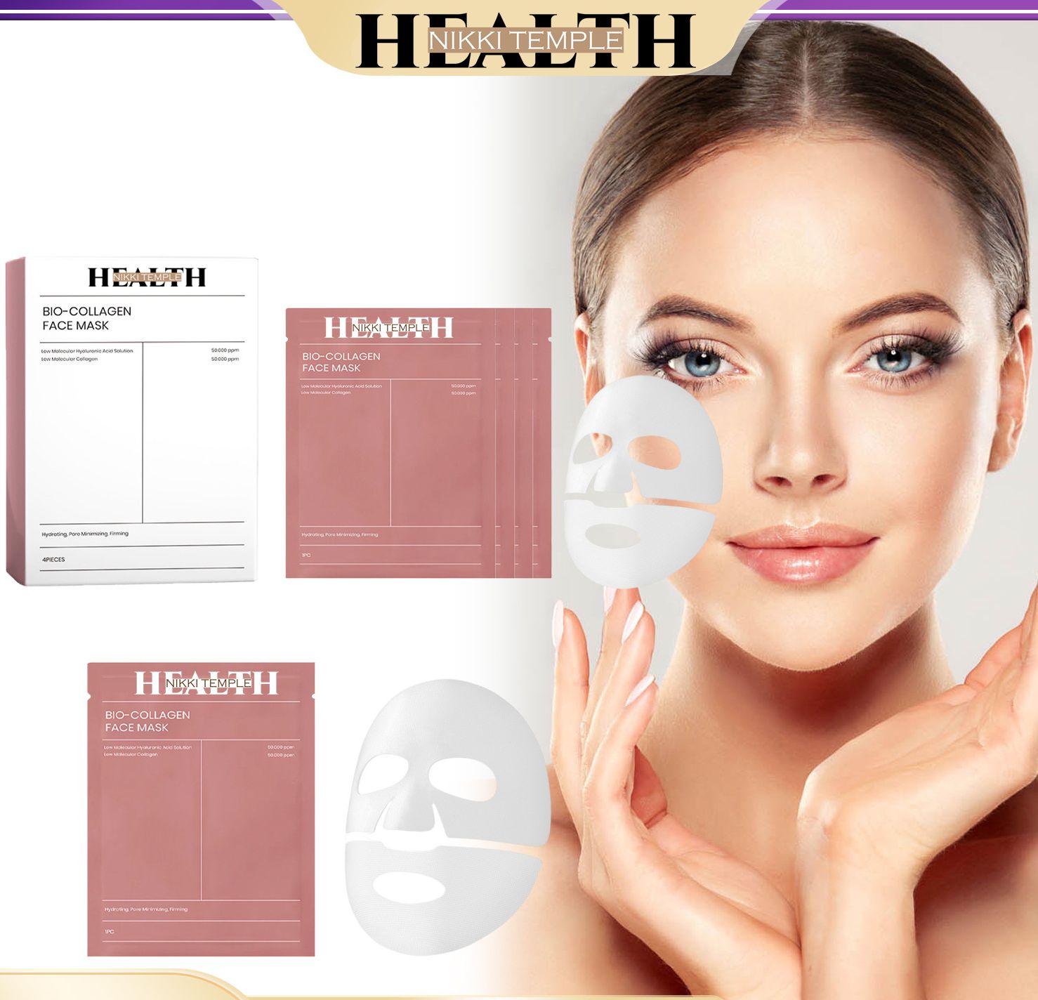 StarGate ClearSkin Moisturising Collagen Face Masks, 4 Pack for Wrinkles and Fine Lines image 1