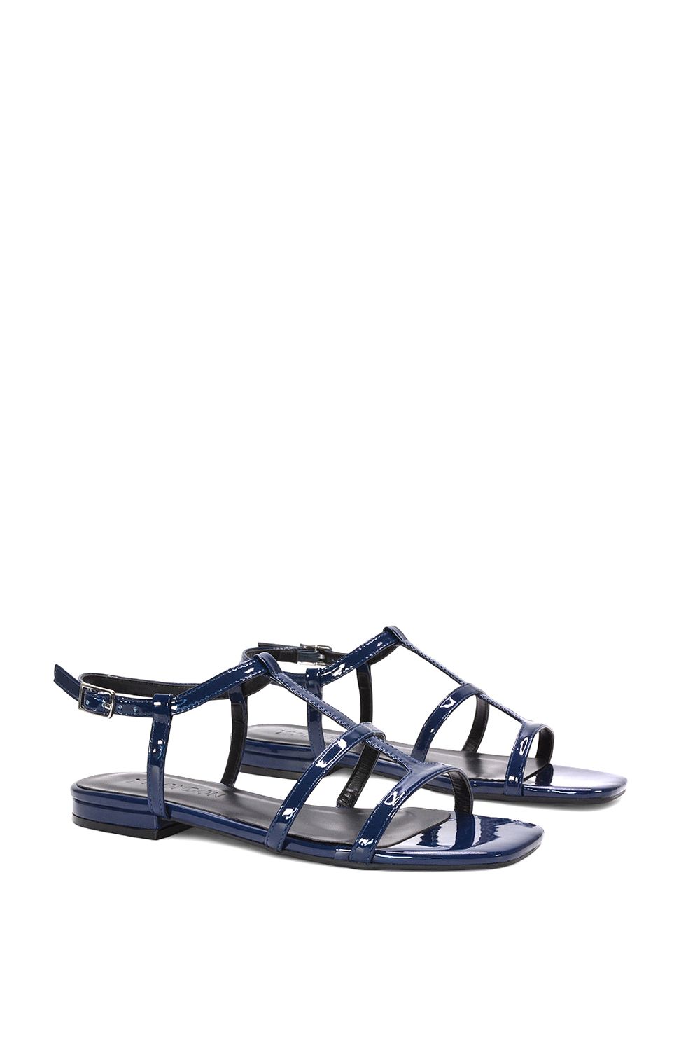 XY London 'Danielle' Flat Strappy Caged Square Toe Sandals With Buckle image 3