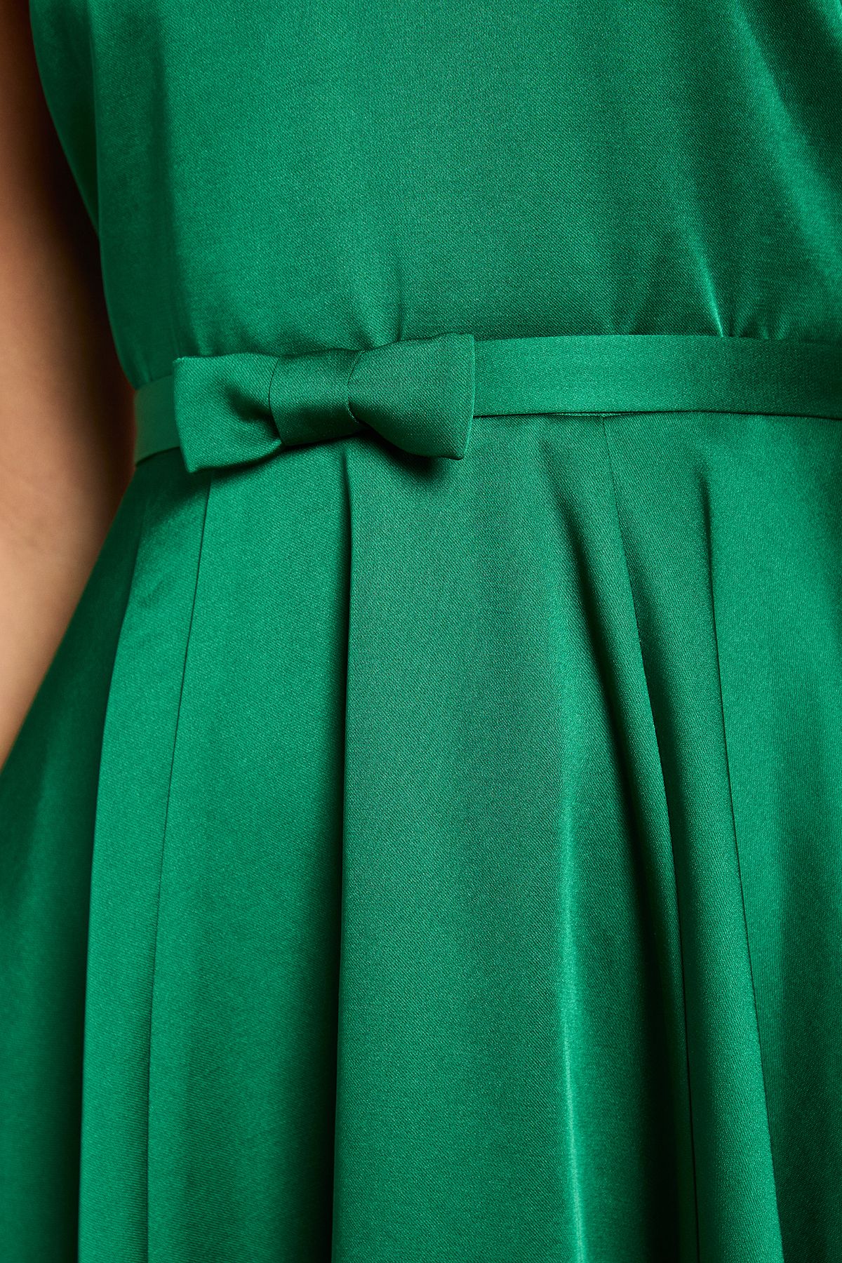 Coast Bow Trim V Neck Volume Skirt Midi Dress Emerald image 5