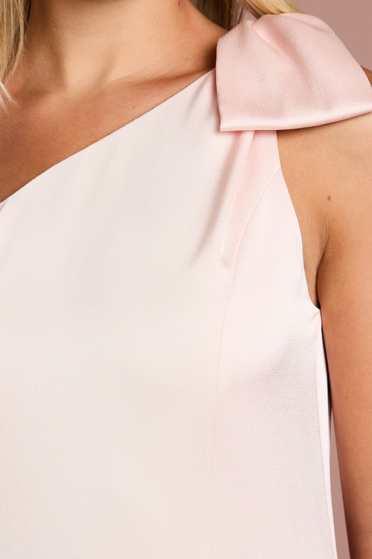 Coast Teen Coast One Shoulder Bow Bridesmaid Dress Blush image 5