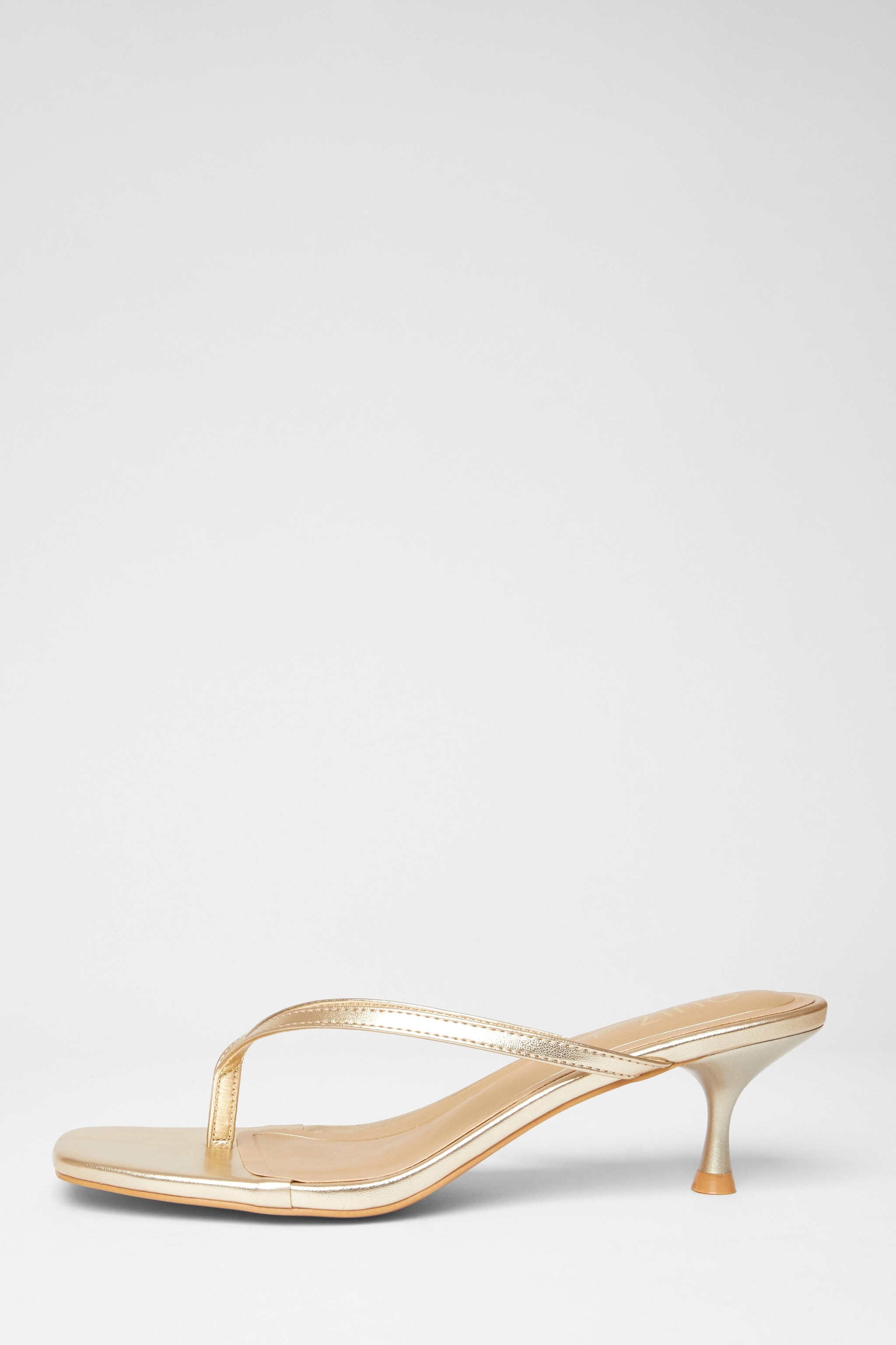 Quiz Gold Wide Fit Toe Post Heels image 3