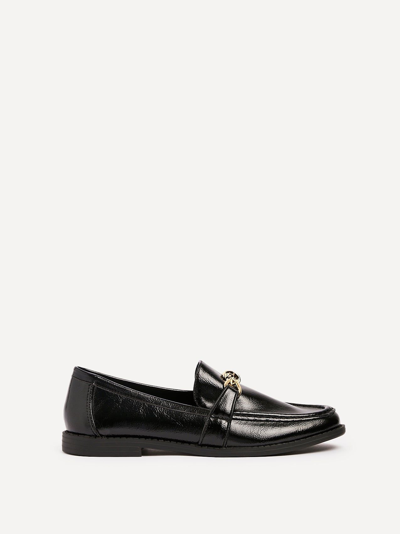 Linzi Affluent Black Faux Leather Slip On Loafer image 1