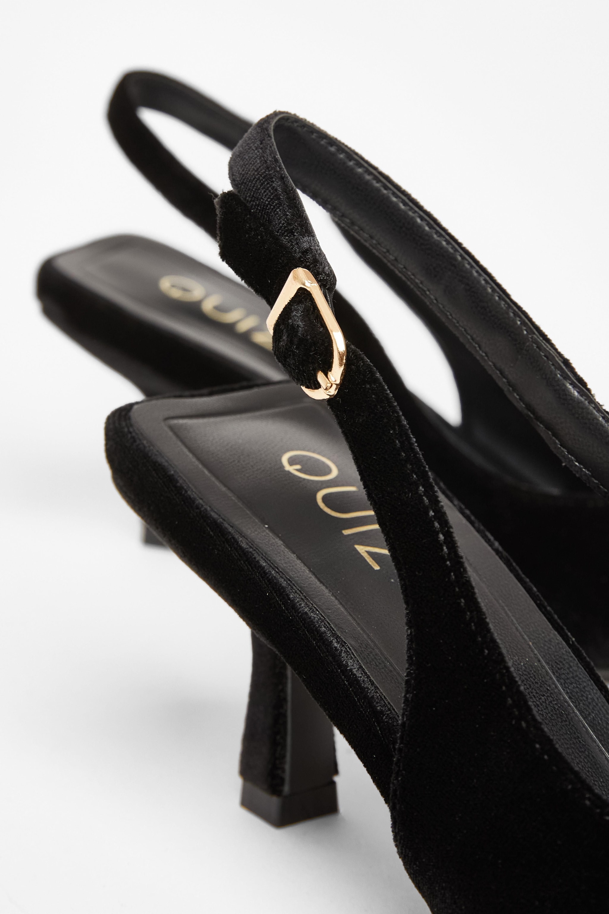Quiz Black Velvet Slingback Court Heels image 4