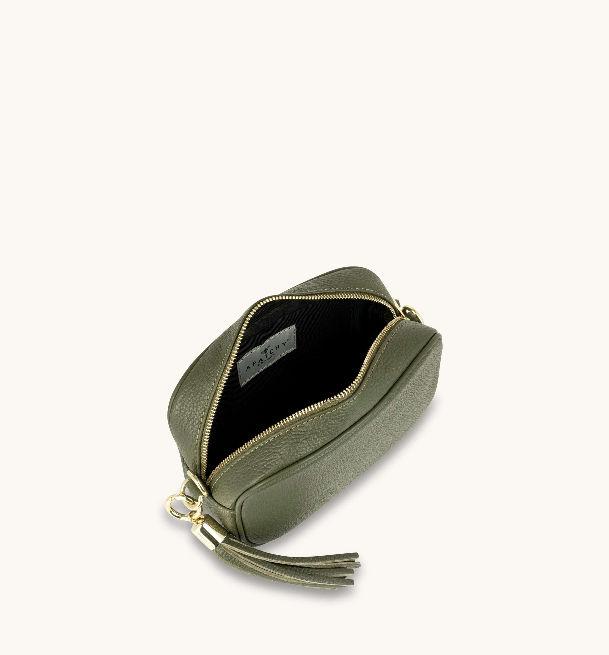 Apatchy London Olive Green Leather Crossbody Bag With Port & Olive Diamond Strap image 5