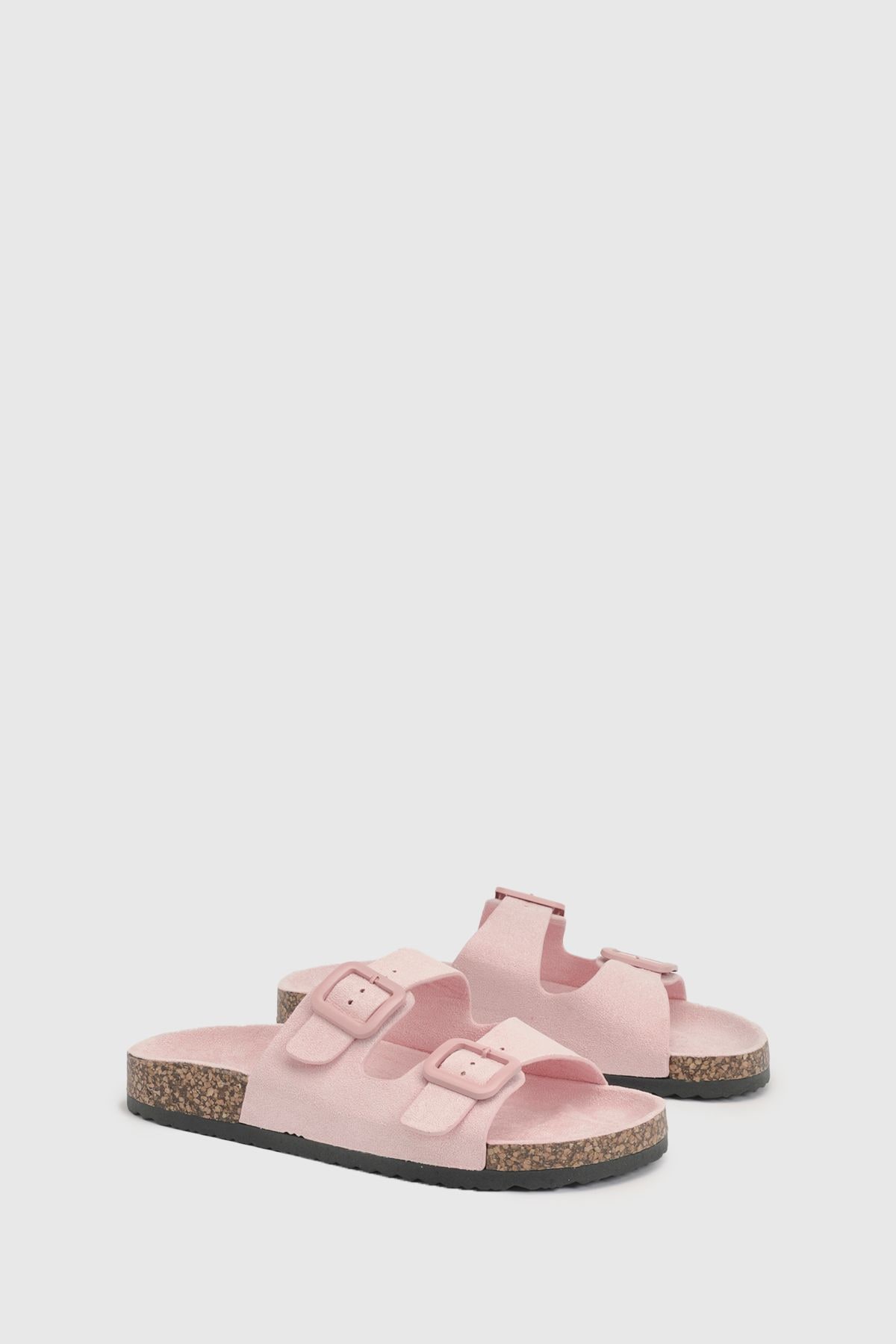 Oasis Maisie Faux Suede Buckle Footbed Slider Pink