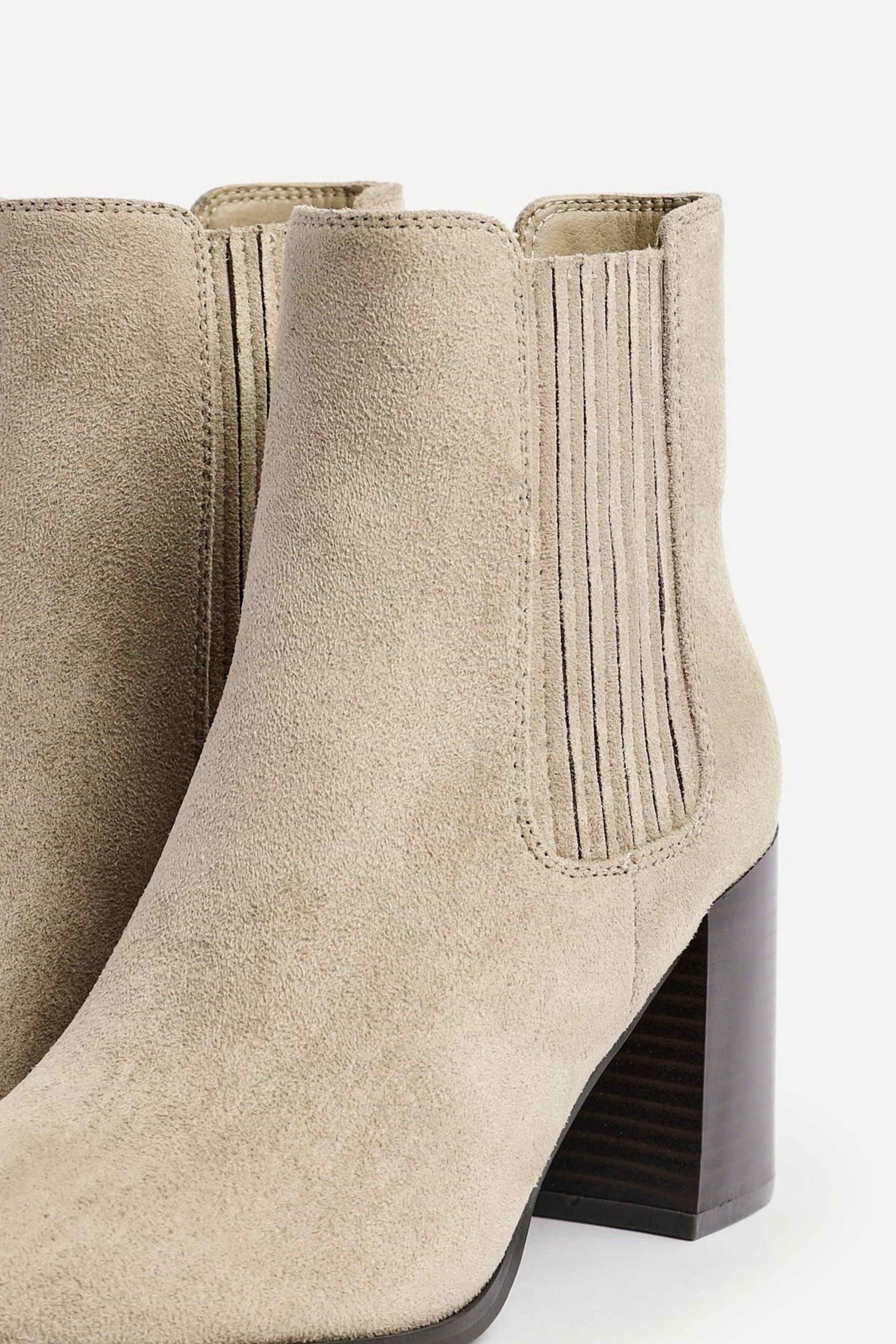 Linzi Thrive Taupe Suede Pointed Toe Stacked Blook Heeled Boot image 5