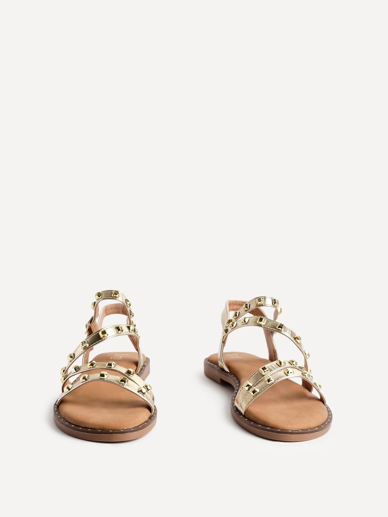 Linzi Destino Gold Faux Leather Studded Gladiator Style Flat Sandal image 3