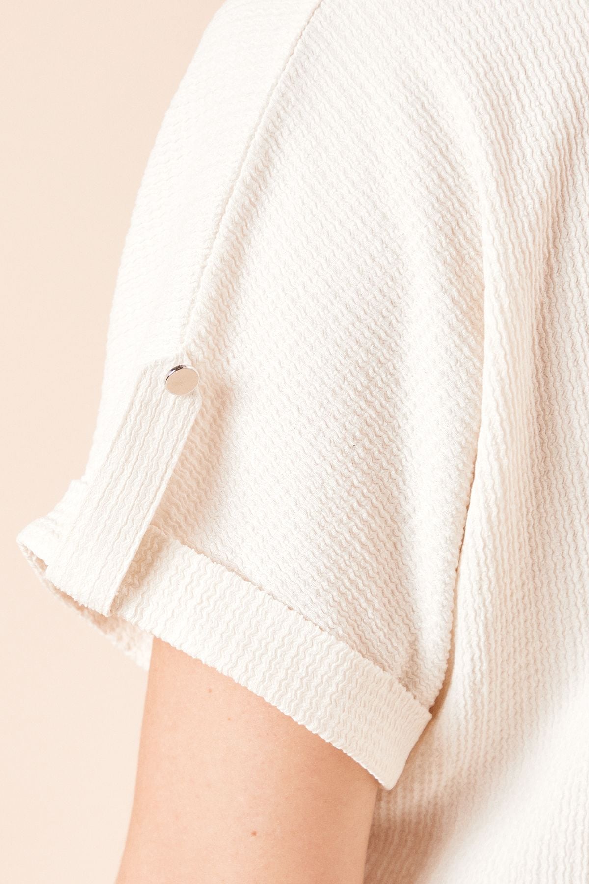 Dorothy Perkins V Neck Roll Sleeve Jersey Top Cream image 5