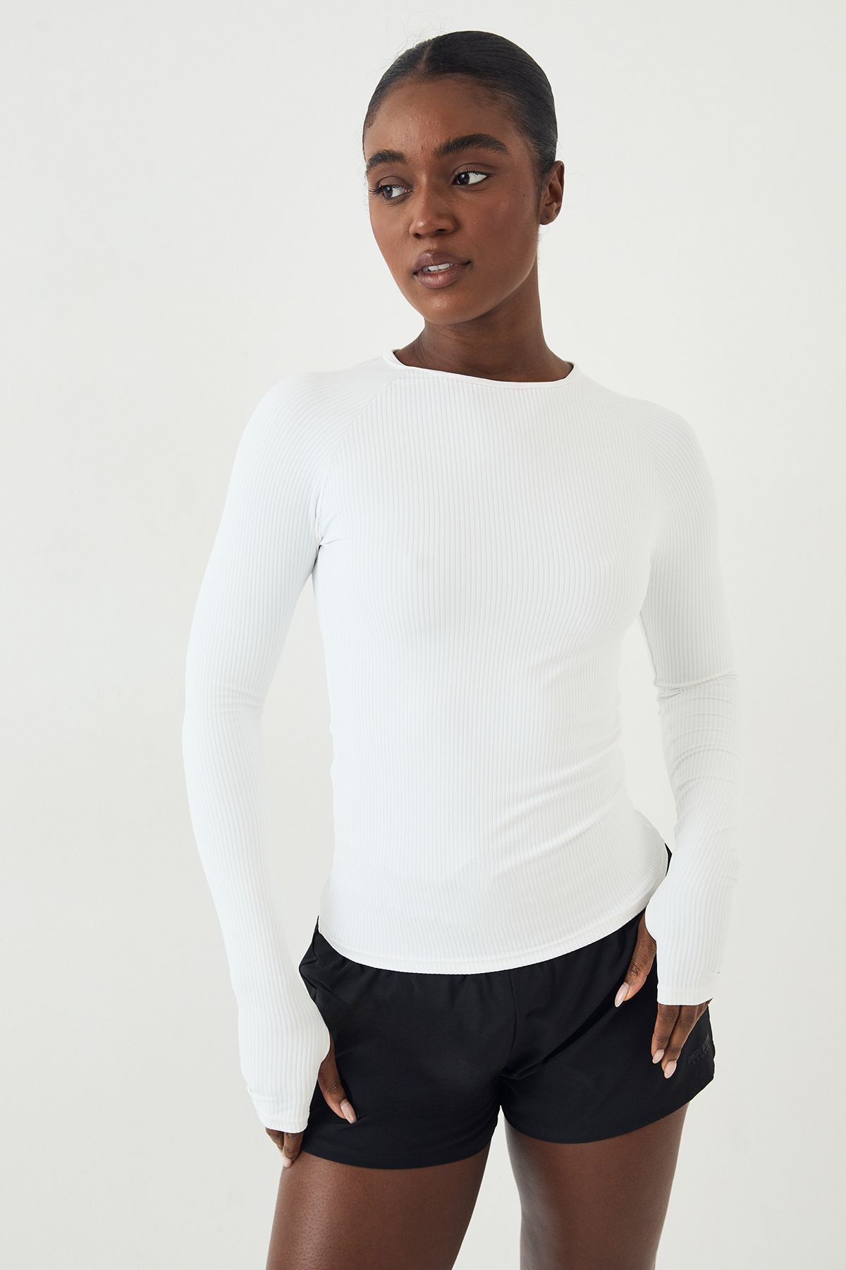 DSGN Studio DSGN Studio Ultra Sculpt Rib Long Sleeve Top White image 1