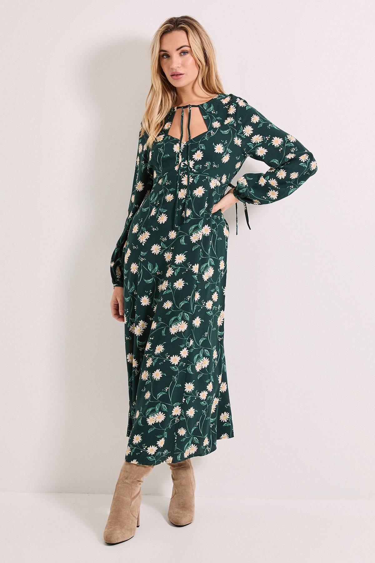 Dorothy Perkins Daisy Keyhole Tie Detail Midi Dress Black image 1