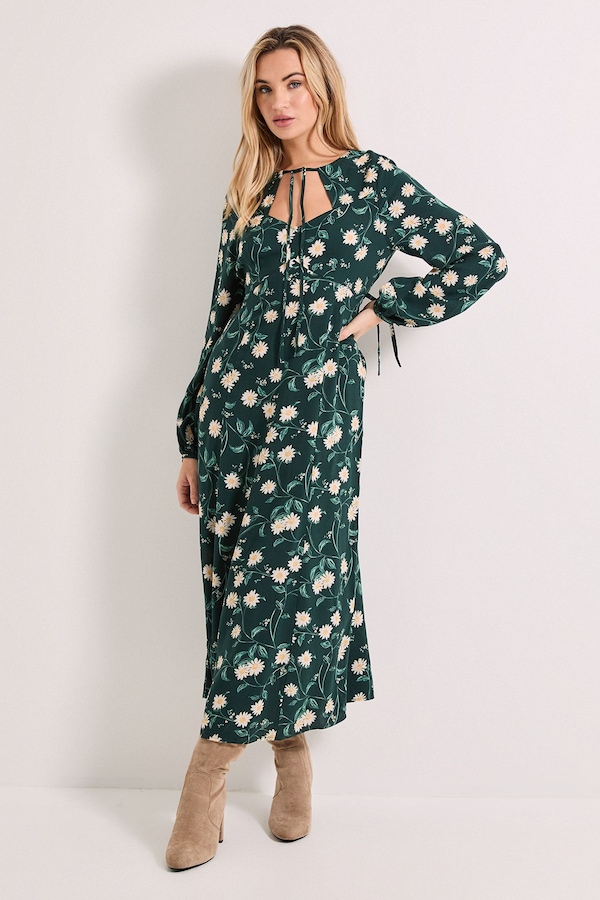 Dorothy Perkins Daisy Keyhole Tie Detail Midi Dress Black