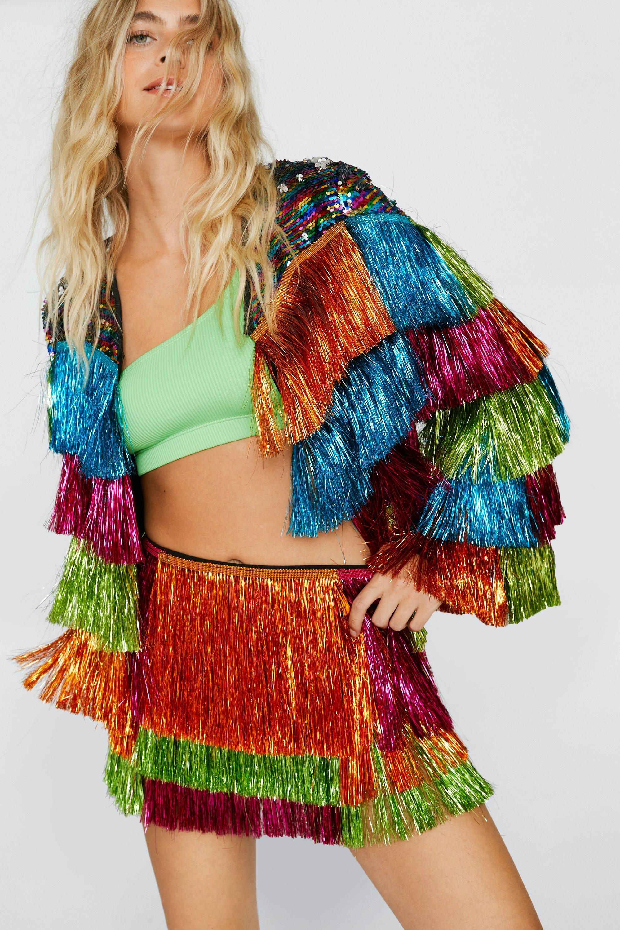 NastyGal Tinsel Color Block Shorts Multi image 1
