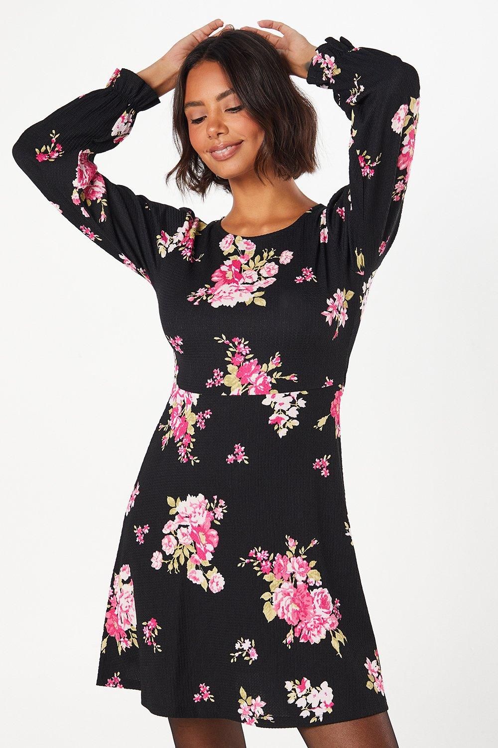 Dorothy Perkins Spaced Floral Long Sleeve Mini Dress Floral image 1