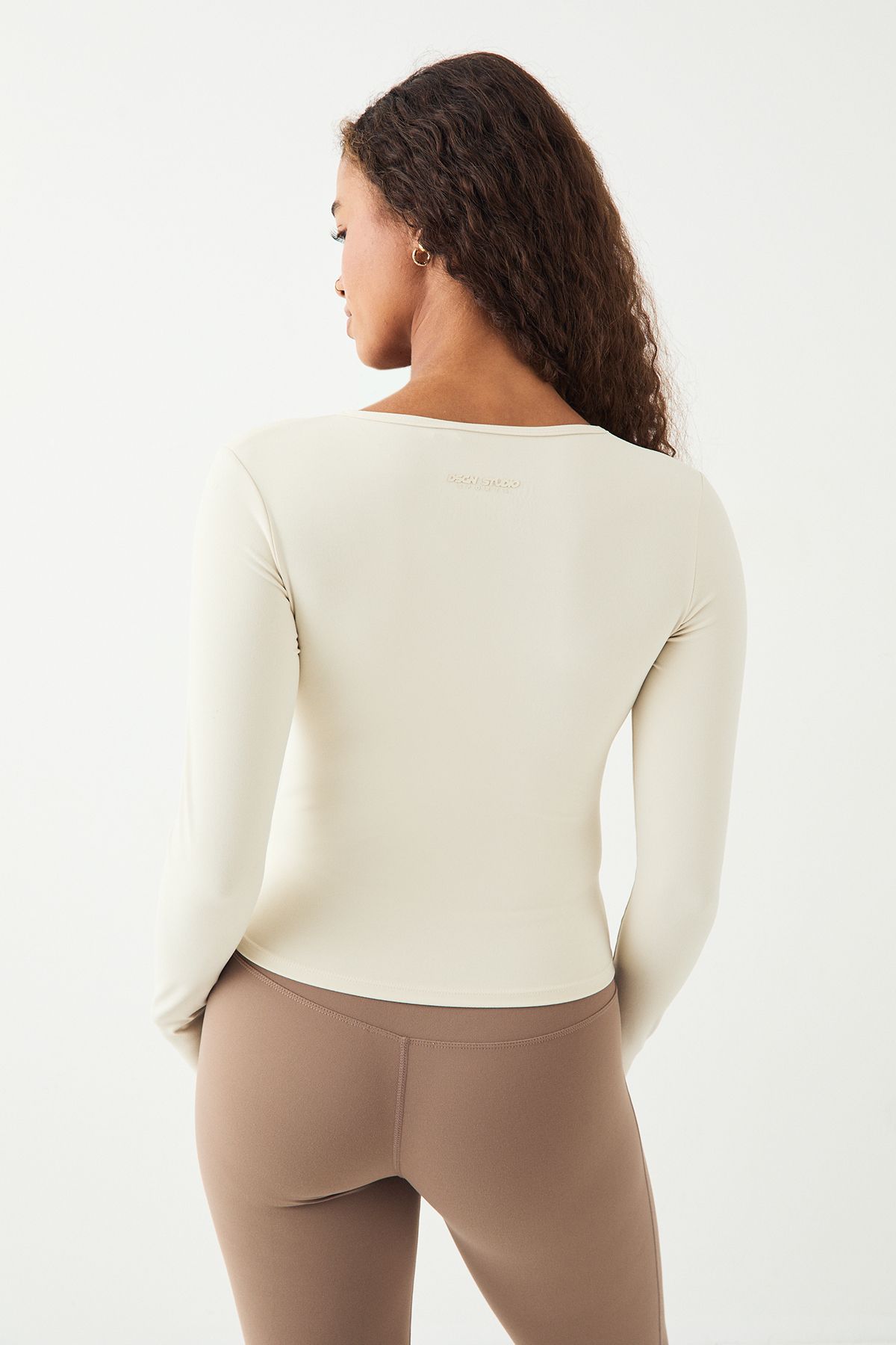 DSGN Studio DSGN Studio Ultra Sculpt Wrap Front Padded Long Sleeve Top Cream image 2