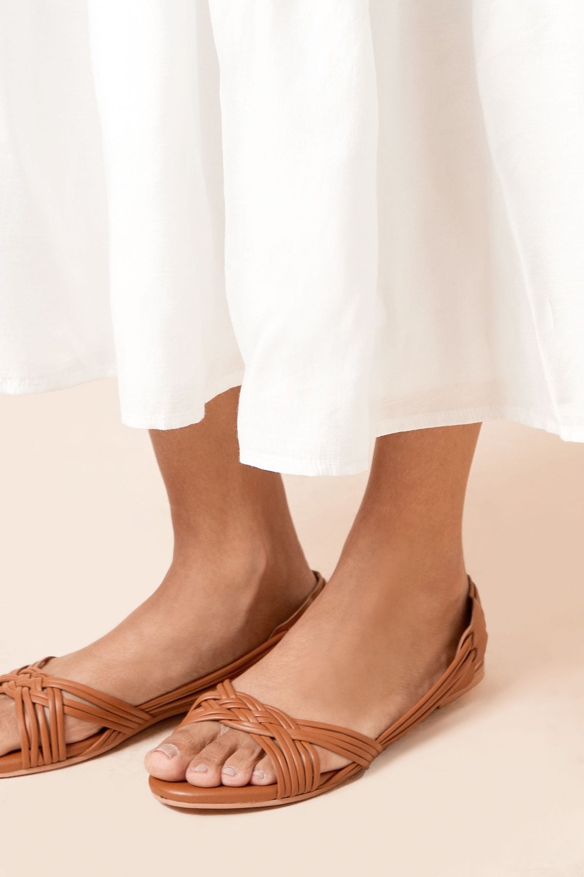 Dorothy Perkins Jocelyn Real Leather Hurache Flat Sandals Tan image 3