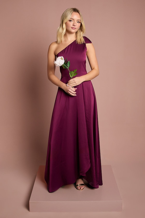 Coast Teen Coast One Shoulder Bow Bridesmaid Dress Fig
