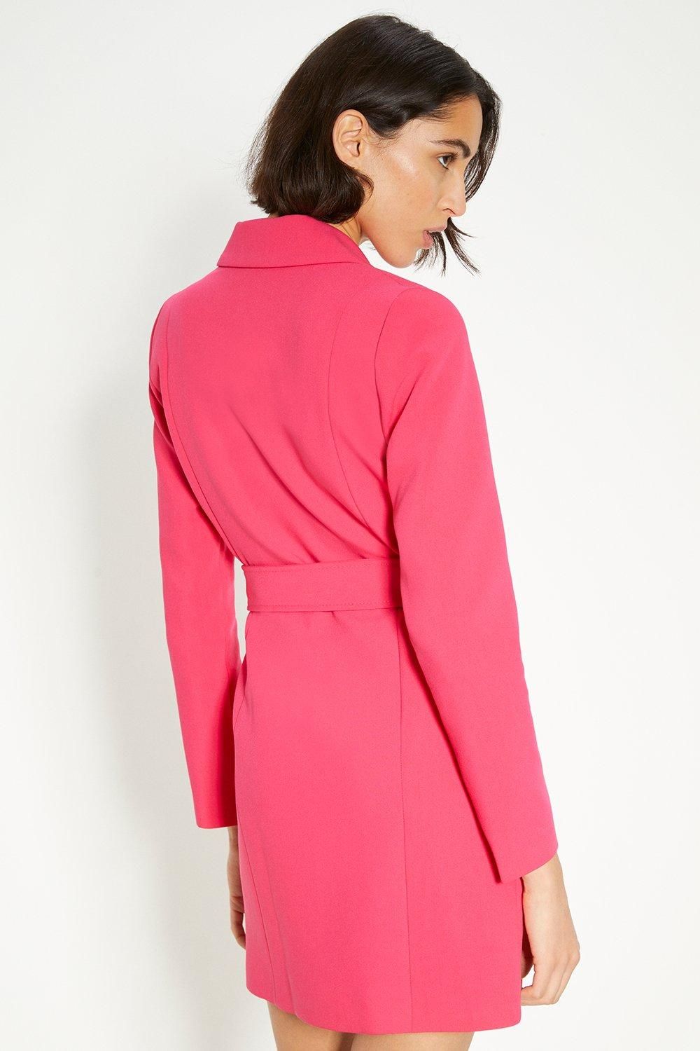 Oasis Premium Tailored Stretch Wrap Blazer Dress Pink image 3