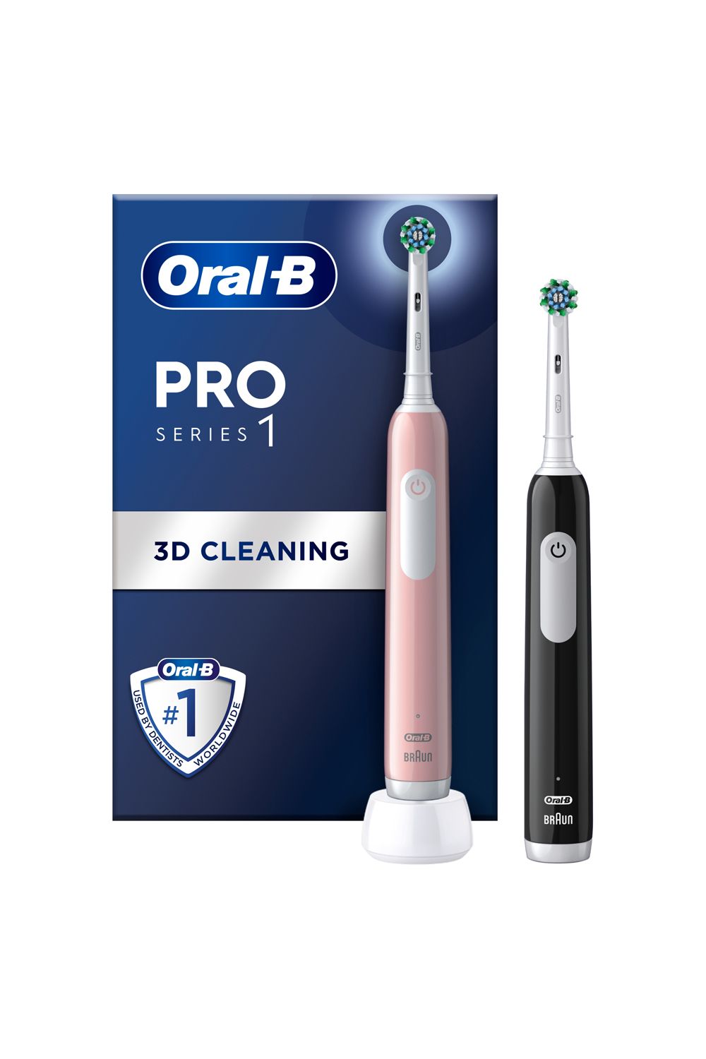 Oral B Pro Series 1 Black & Pink Duo Toothbrushes Multi image 2