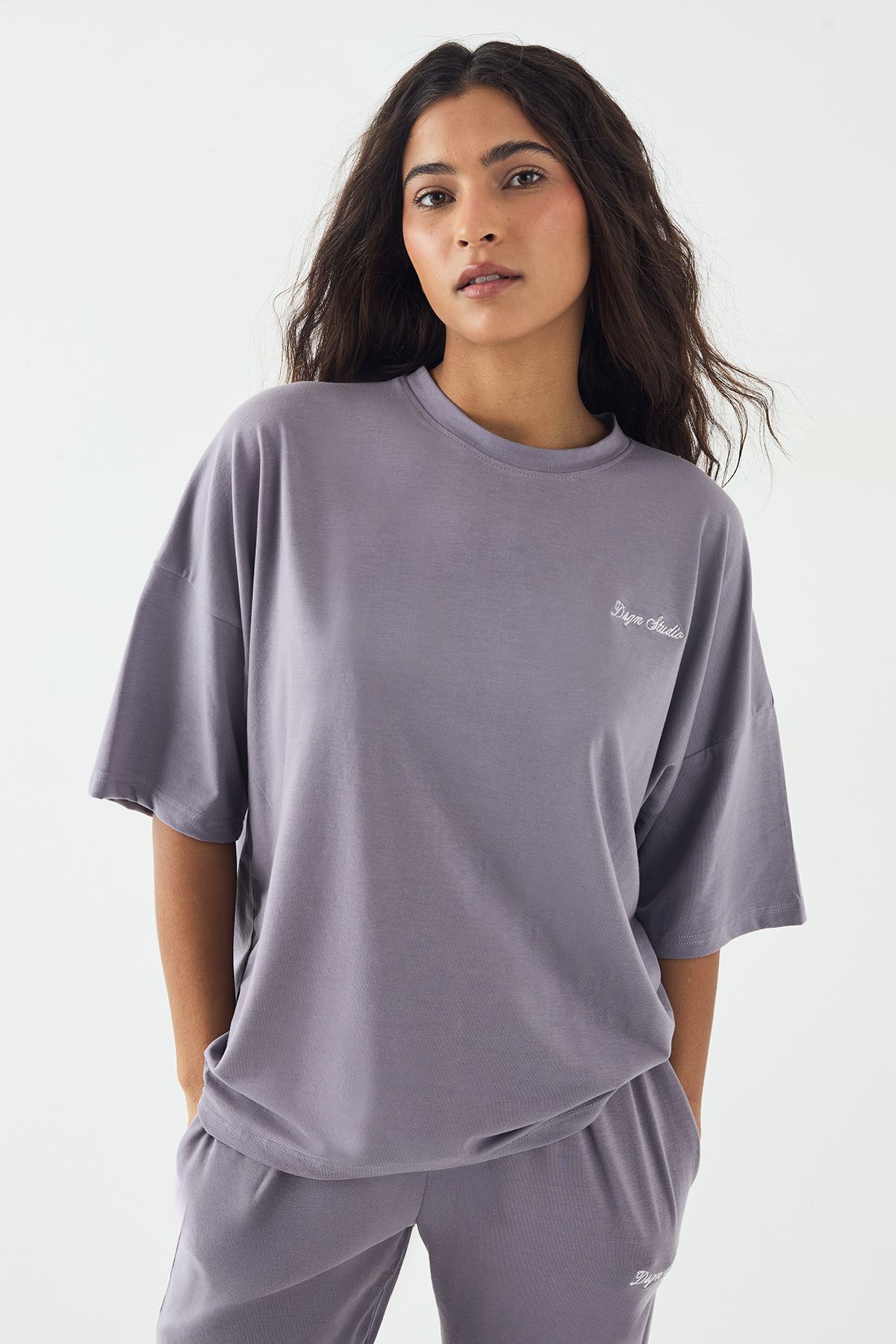 DSGN Studio DSGN Studio Lounge Short Sleeve Oversized Supersoft T-Shirt Mauve image 1