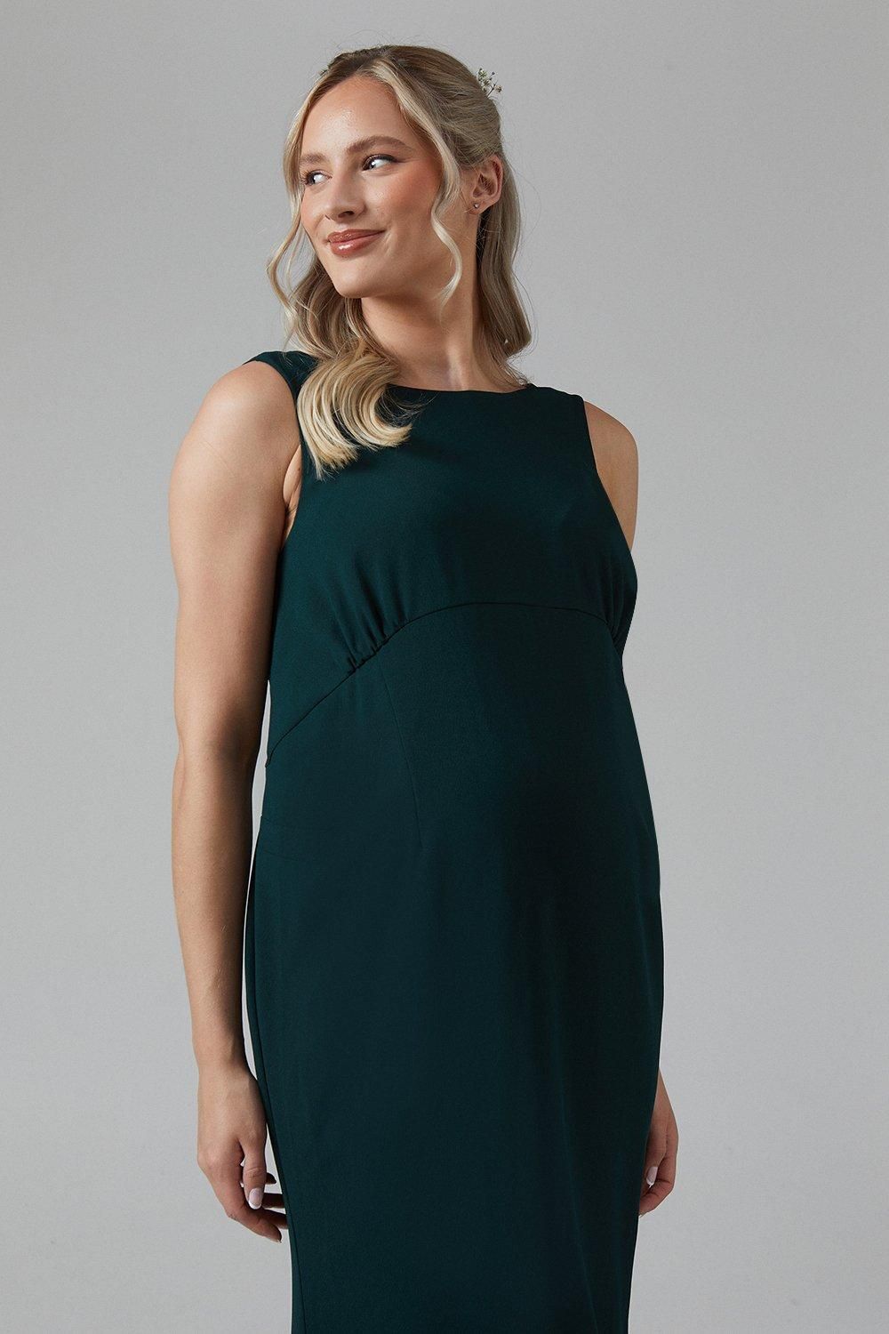 Coast Maternity Cowl Back Fishtail Bridesmaid Maxi Dress Emerald image 2