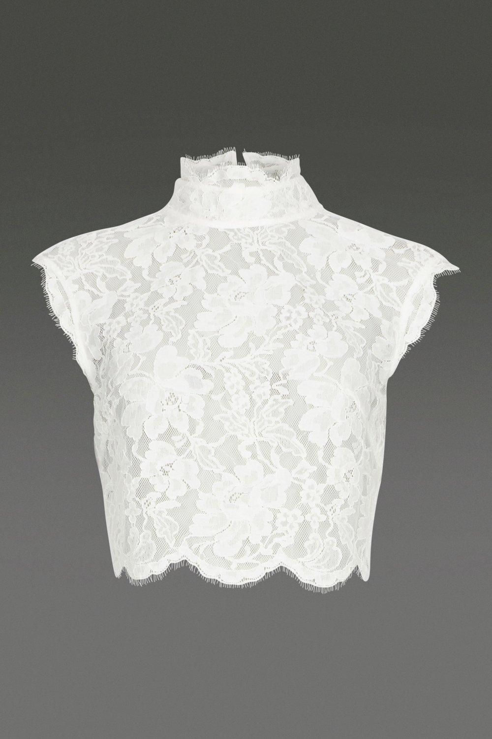 Coast High Neck Sleeveless Lace Top Ivory image 4