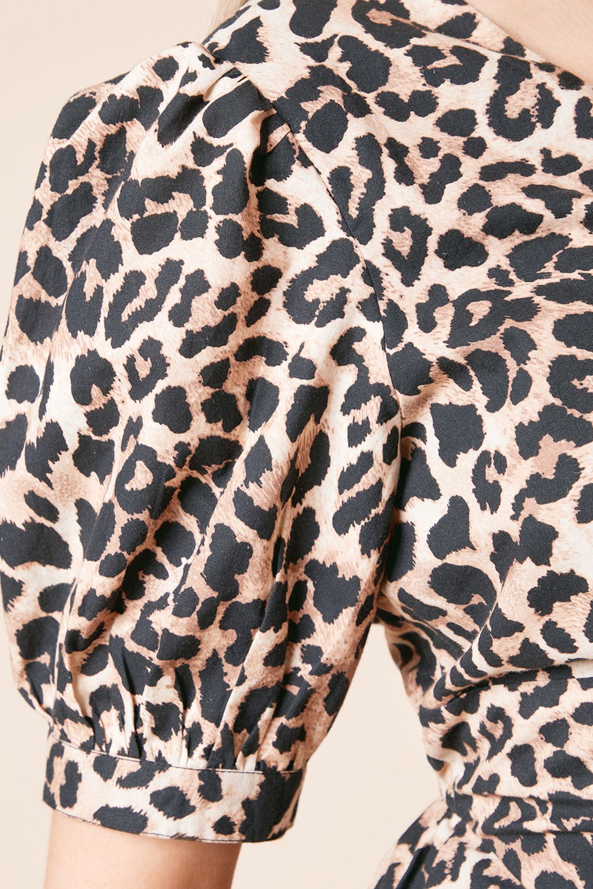 Dorothy Perkins Leopard Dropped Waist Poplin Short Sleeve Midi Dress Leopard image 5