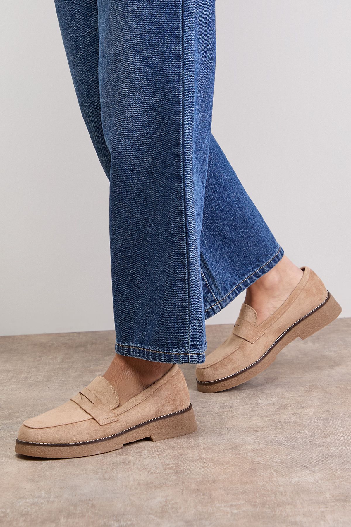 Oasis Isabel Faux Suede Casual Loafers Beige image 1