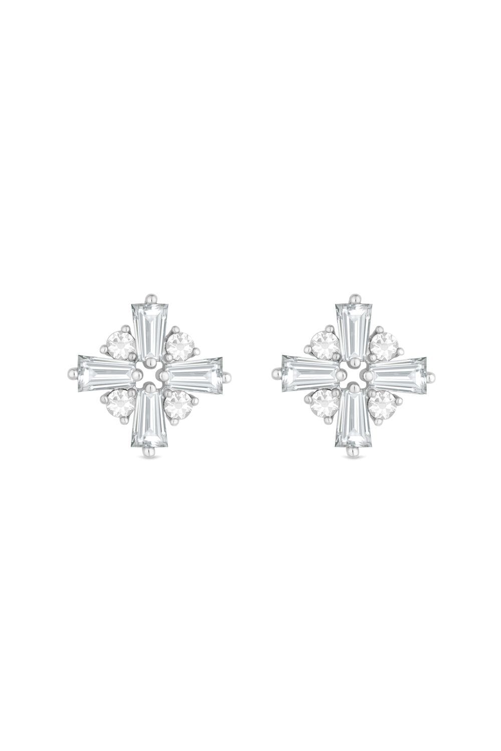 Jon Richard Silver Plated Cubic Zirconia Crystal Baguette Stud Earrings image 1