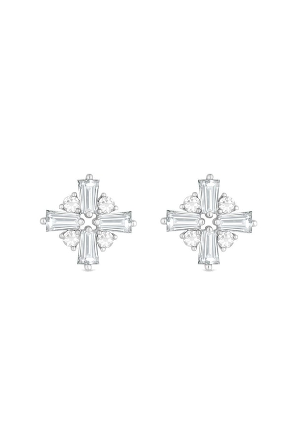 Jon Richard Silver Plated Cubic Zirconia Crystal Baguette Stud Earrings