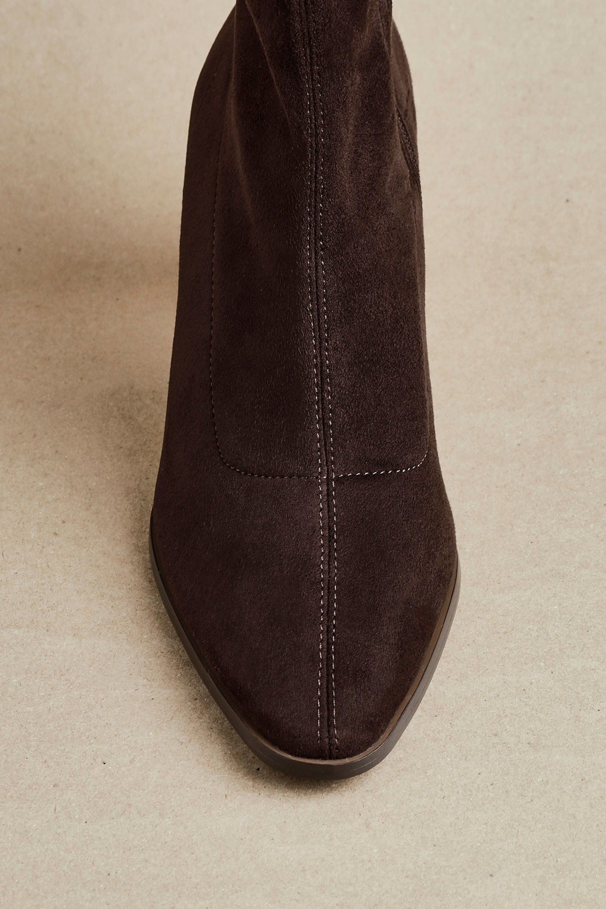 Linzi Blaze Brown Faux Suede Sock Ankle Boot image 6