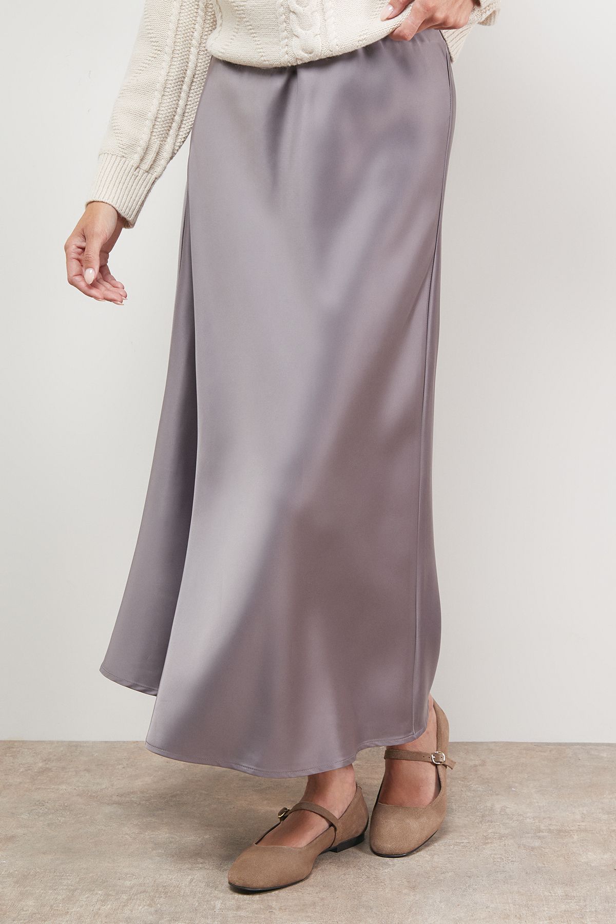Oasis Satin Bias Cut Maxi Skirt Mocha image 2