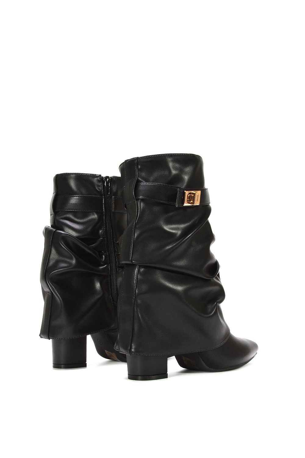 XY London 'Thalia' Pointed Ruched Block Heel Slouchy Booties image 4