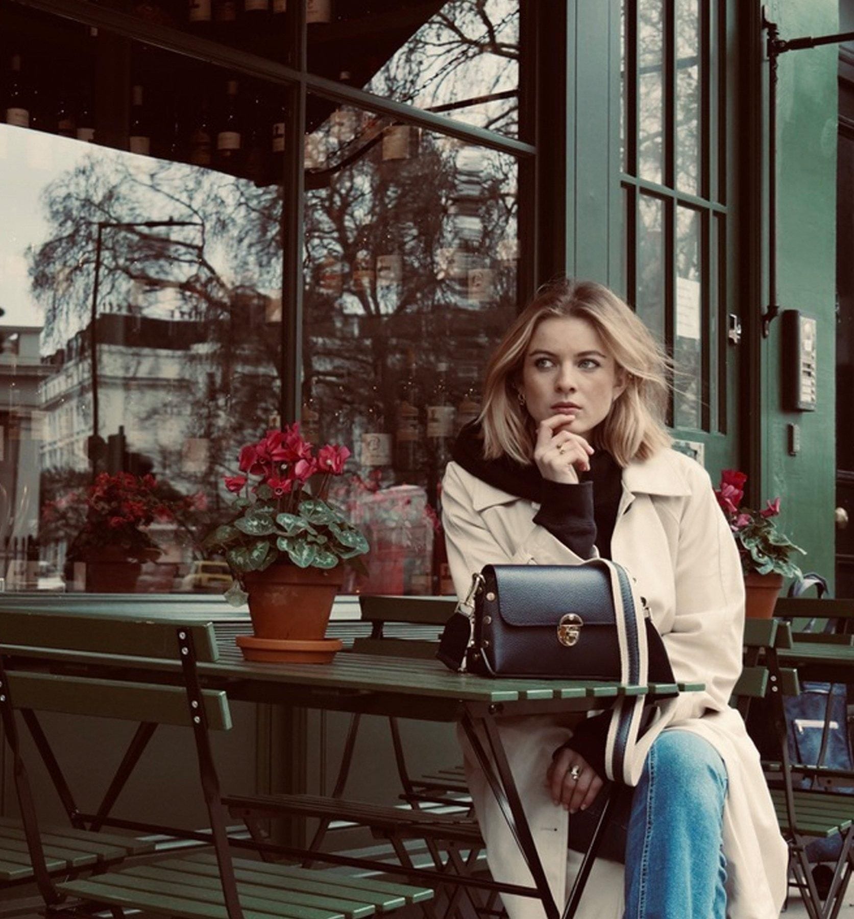 Apatchy London The Bloxsome Navy Leather Crossbody Bag With Canvas Strap image 6