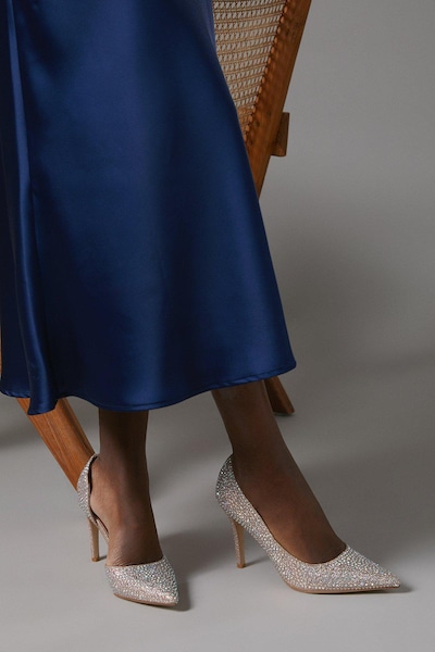 Coast Soltha Diamante Stiletto Heeled Court Shoes Rose Gold