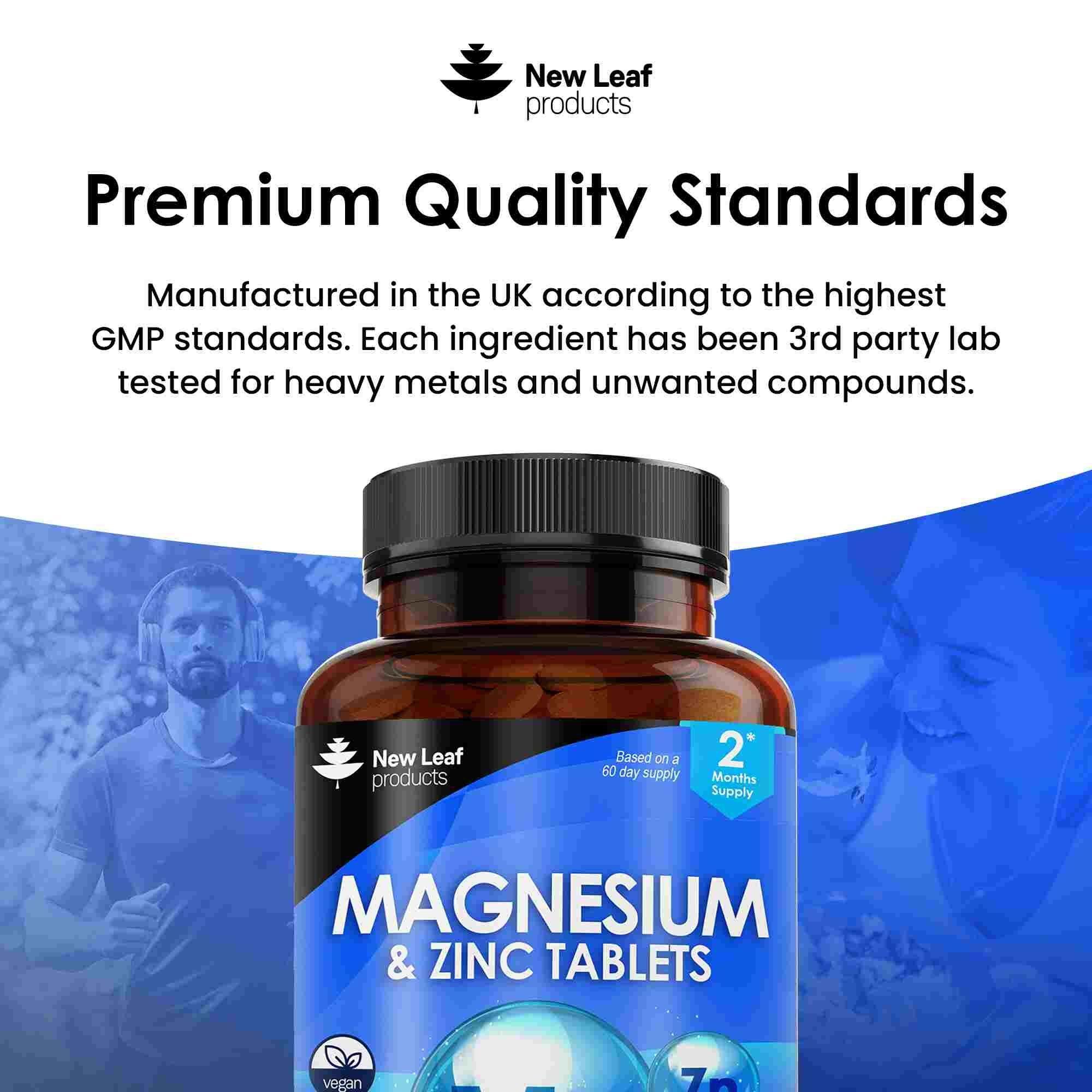 New leaf health Magnesium Supplements 516mg with Zinc - 120 Magnesium Tablets Supports Muscle Bone Health, Tiredness image 5