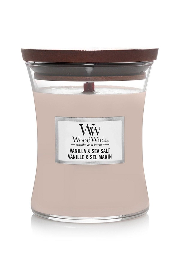 Woodwick Vanilla & Sea Salt Medium Candle Pink